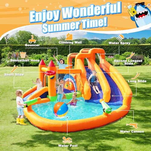 Inflatable Bounce House Triple Water Slide with Splash Pool and Air Blower H2562