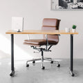 Computer Desk with Black Metal Legs and Light Wood Top J566