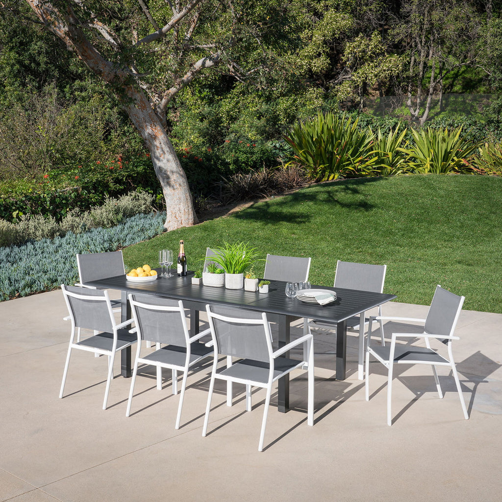9-Piece Expandable Dining Set with 8 Sling Chairs and Table G571