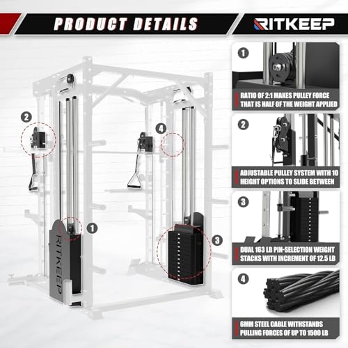 All-in-One Home Gym Equipment with 2200lb Load Capacity and 320lb Weight Stack A14715
