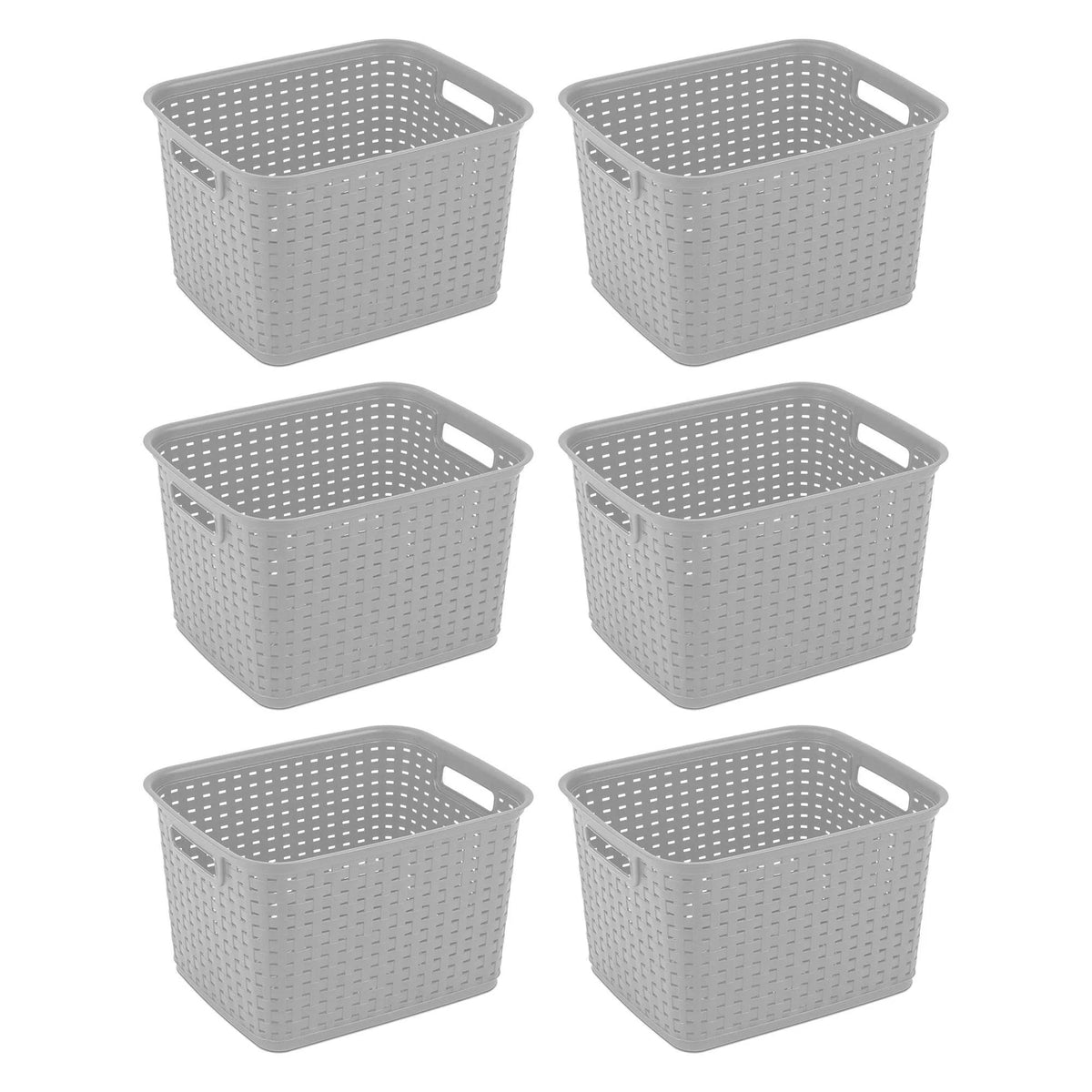 Tall Wicker Weave Plastic Laundry Hamper, 6 Pack B738