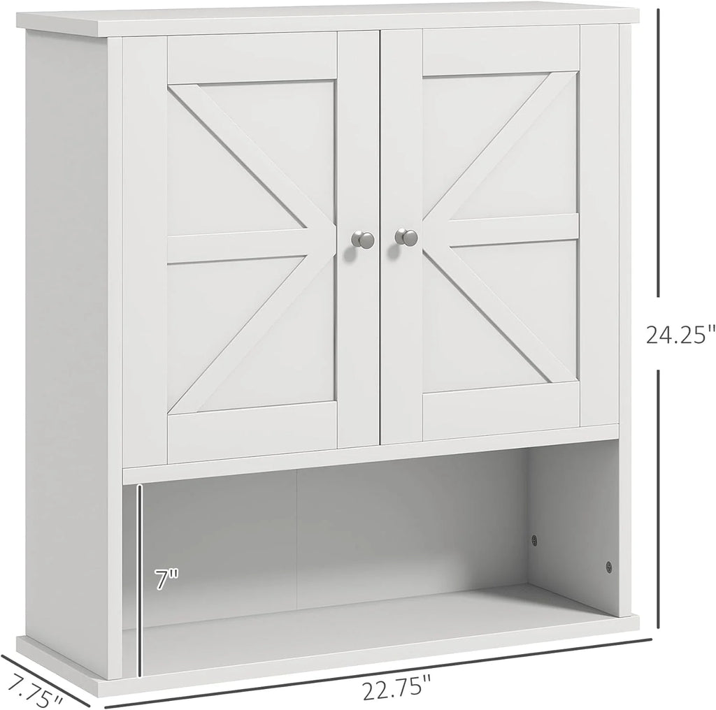 White Wall Mounted Bathroom Cabinet with Adjustable Shelf Q68006