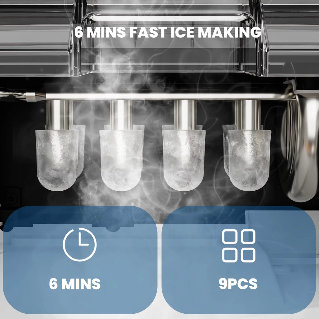 Countertop Ice Maker 9 Bullet Ice Cubes 26lbs/24H with Scoop & Basket P84737