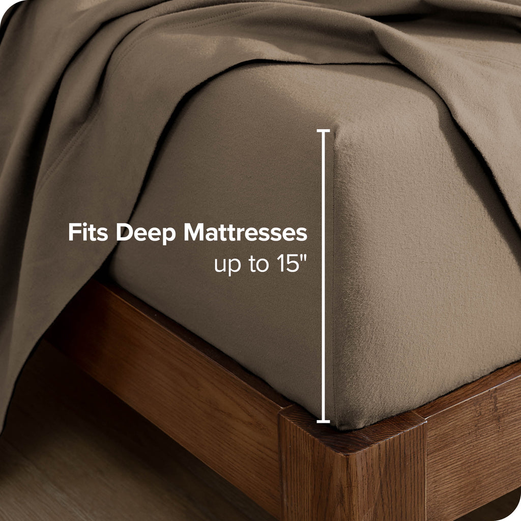 Twin Taupe Flannel Fitted Sheet V52922
