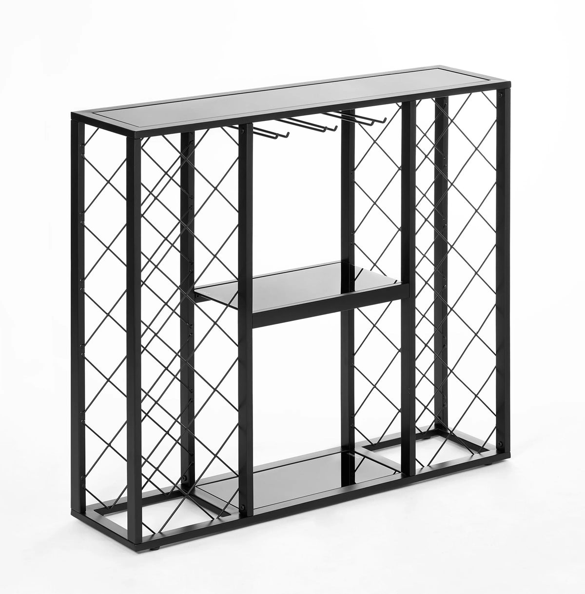 Black 34 Bottle Wine Rack Console I28226