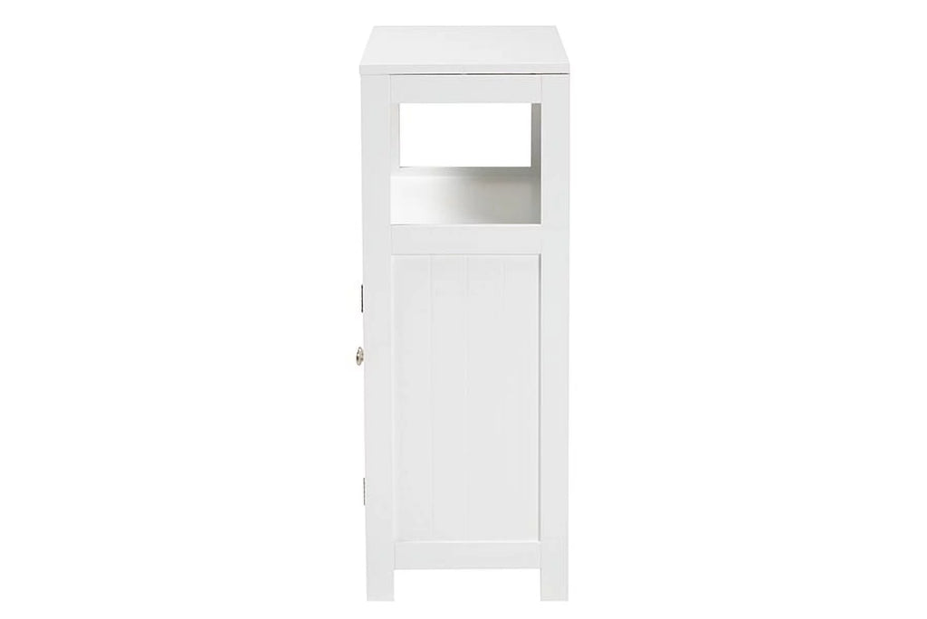 White Wood and Silver Metal 2-Door Bathroom Storage Cabinet H680305