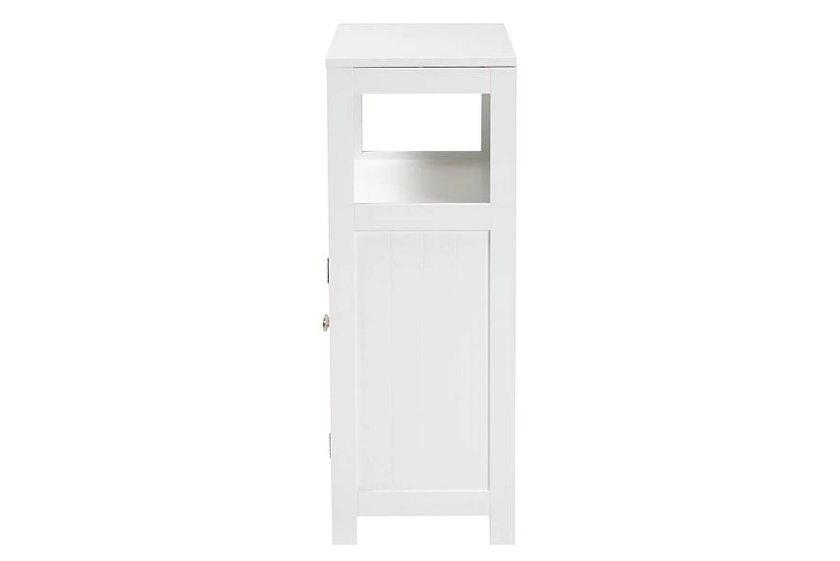 White Wood and Silver Metal 2-Door Bathroom Storage Cabinet H680305