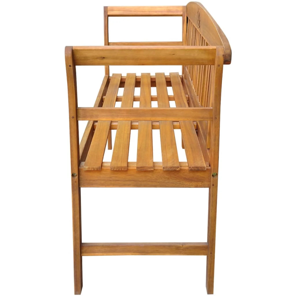 Acacia Wood Garden Bench with Red Seat Cushion G90063