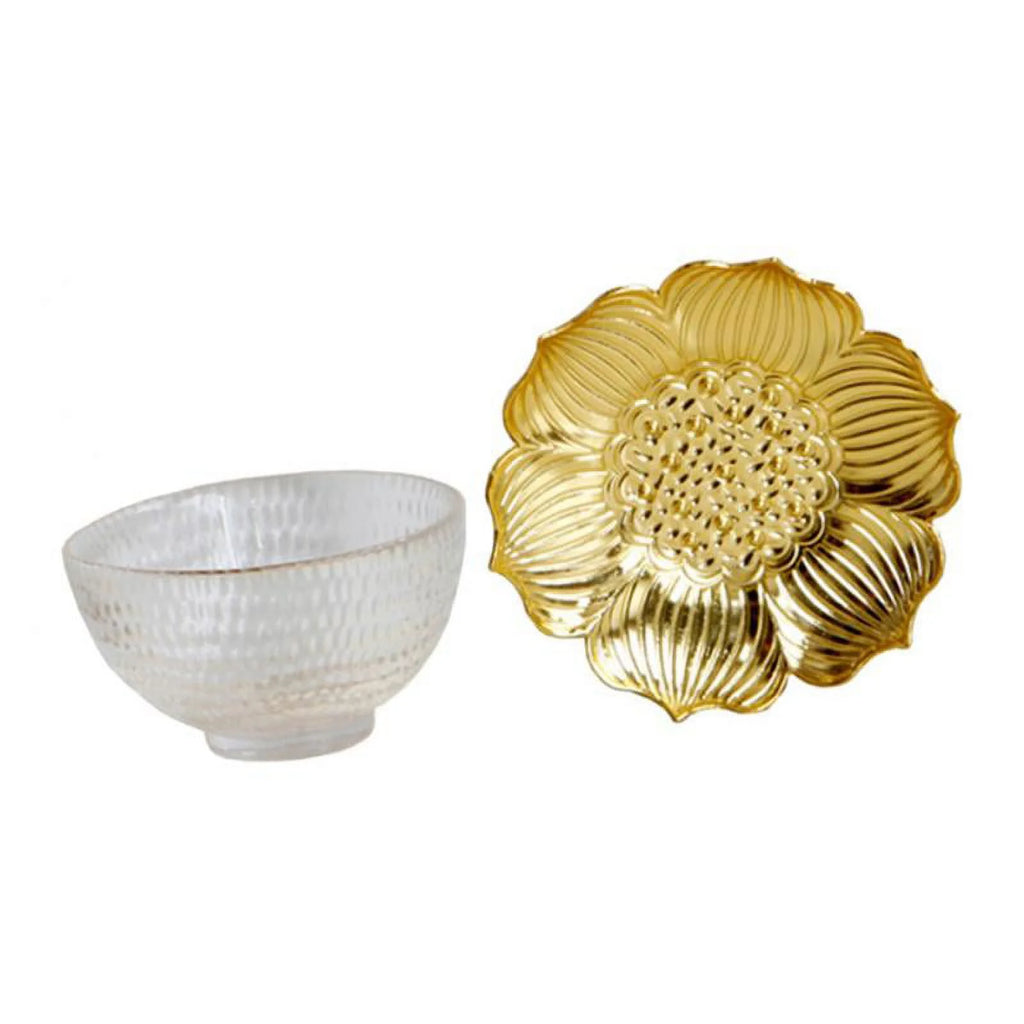 Glass Tea Cup Alloy Saucer Set X57921