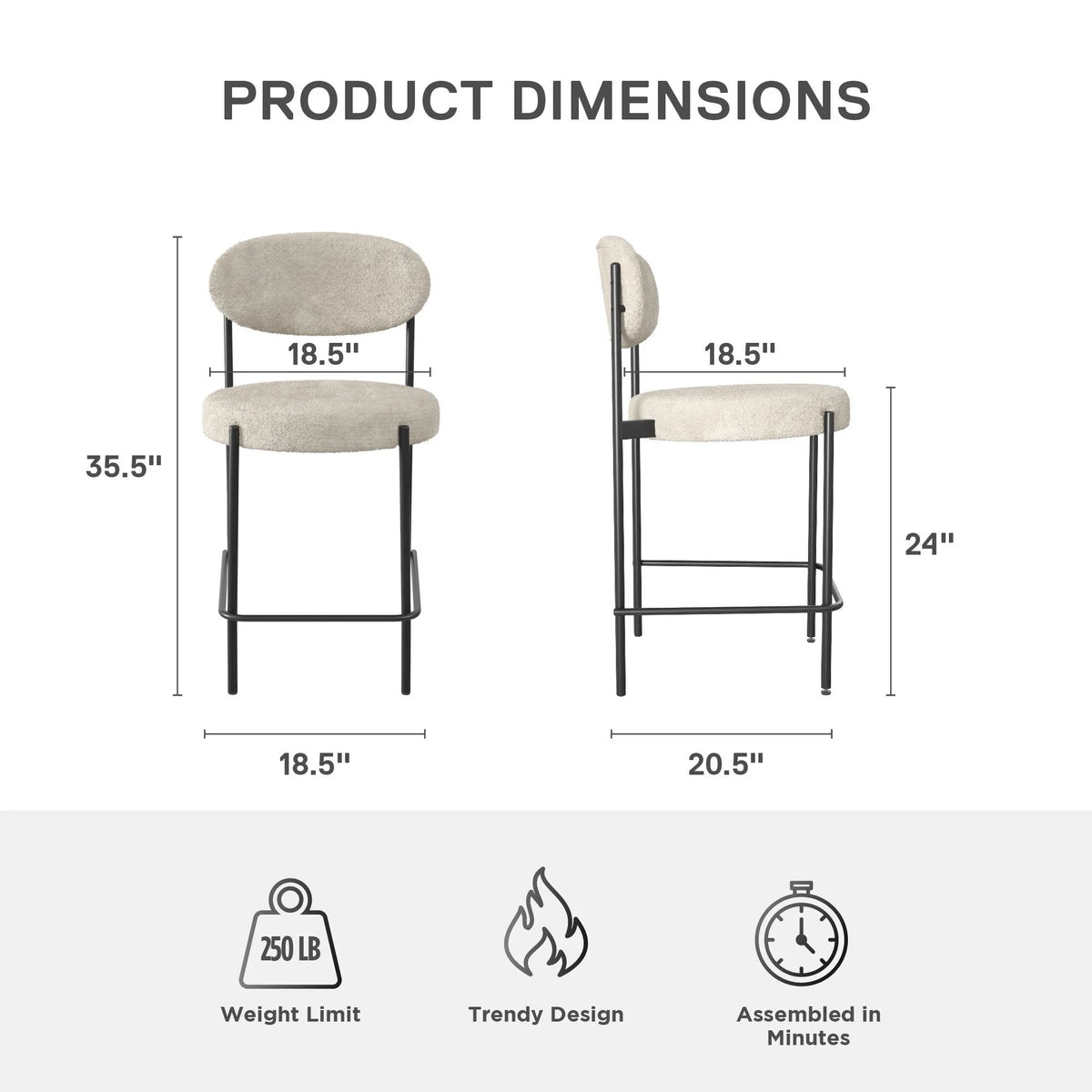 Cream Boucle Counter Stool D9309