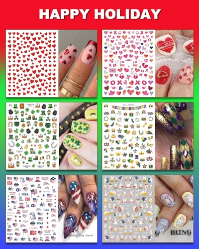 Christmas Nail Wraps Self-Adhesive Glitter Nail Art Decals with Nail File D24145