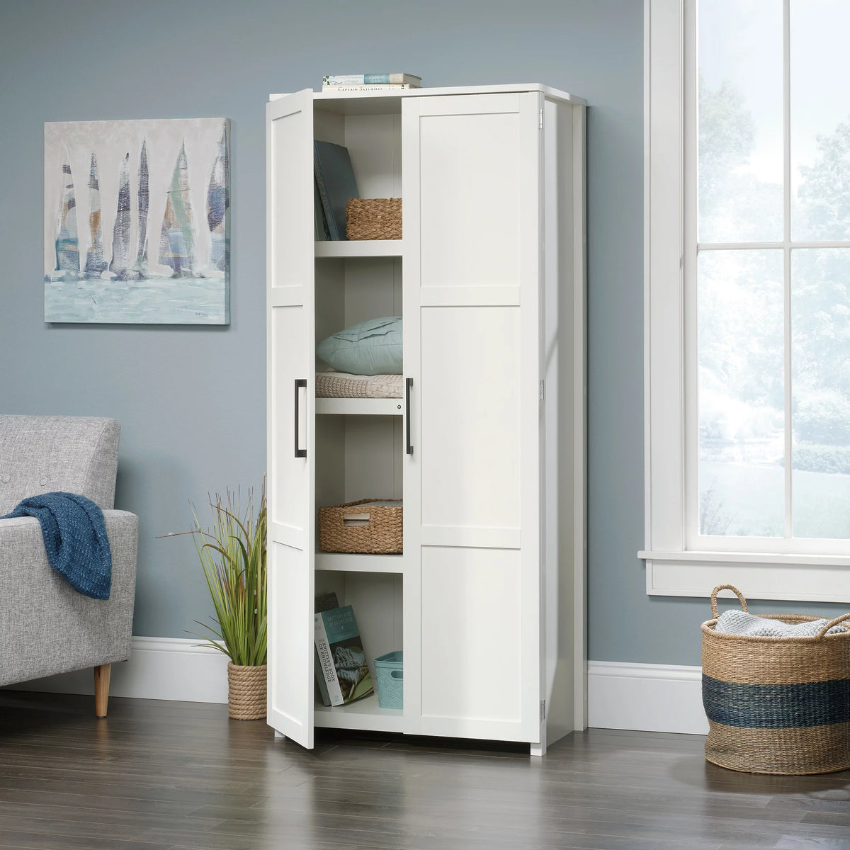 69" Tall 4-Shelf Wood Storage Cabinet C550815
