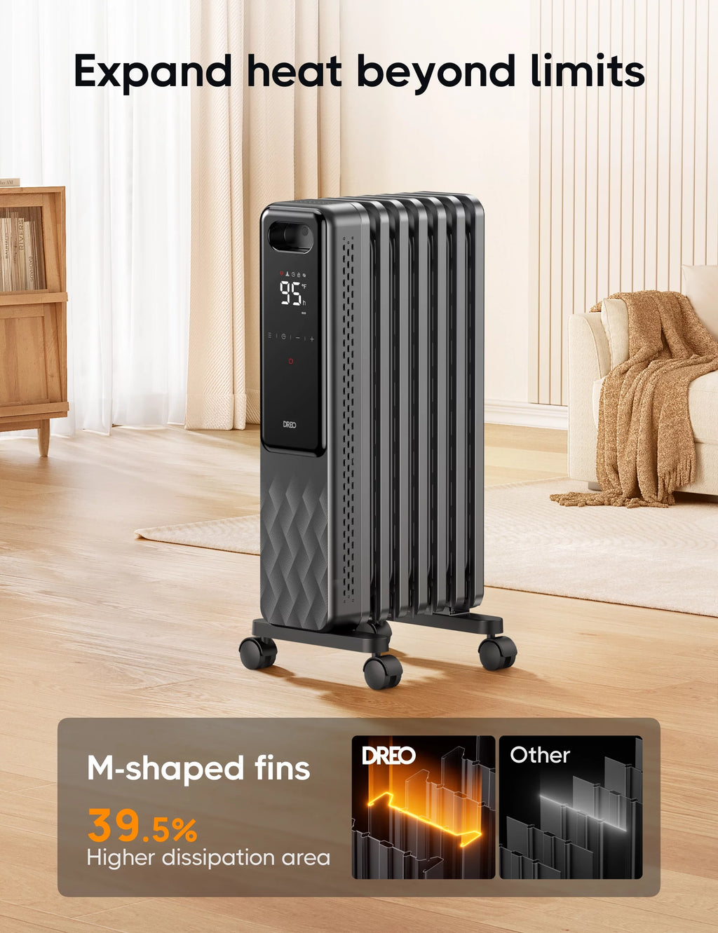 1500W Oil Filled Radiator Heater with Remote L6823
