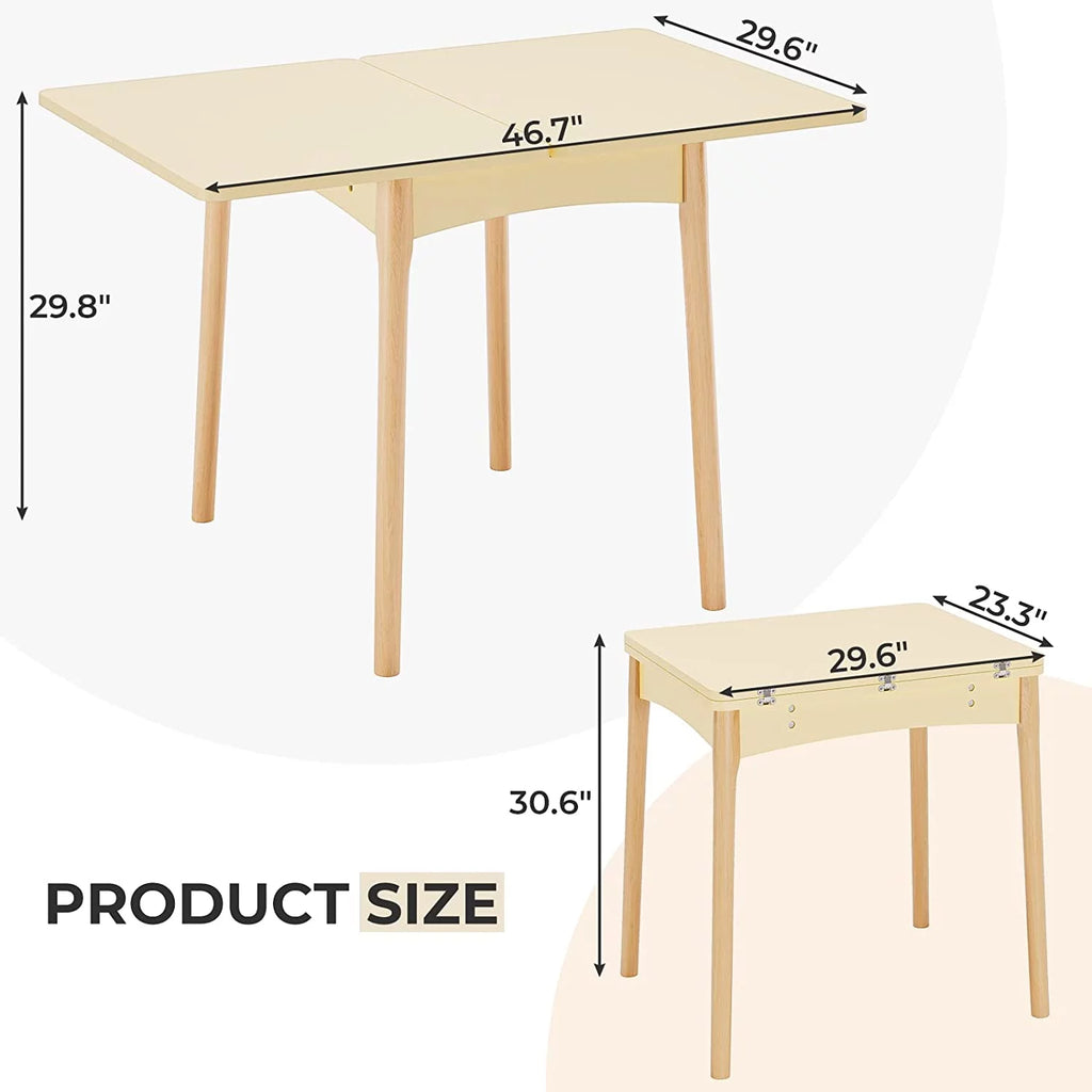 Folding Dining Table with Hidden Storage, Beige Y890723