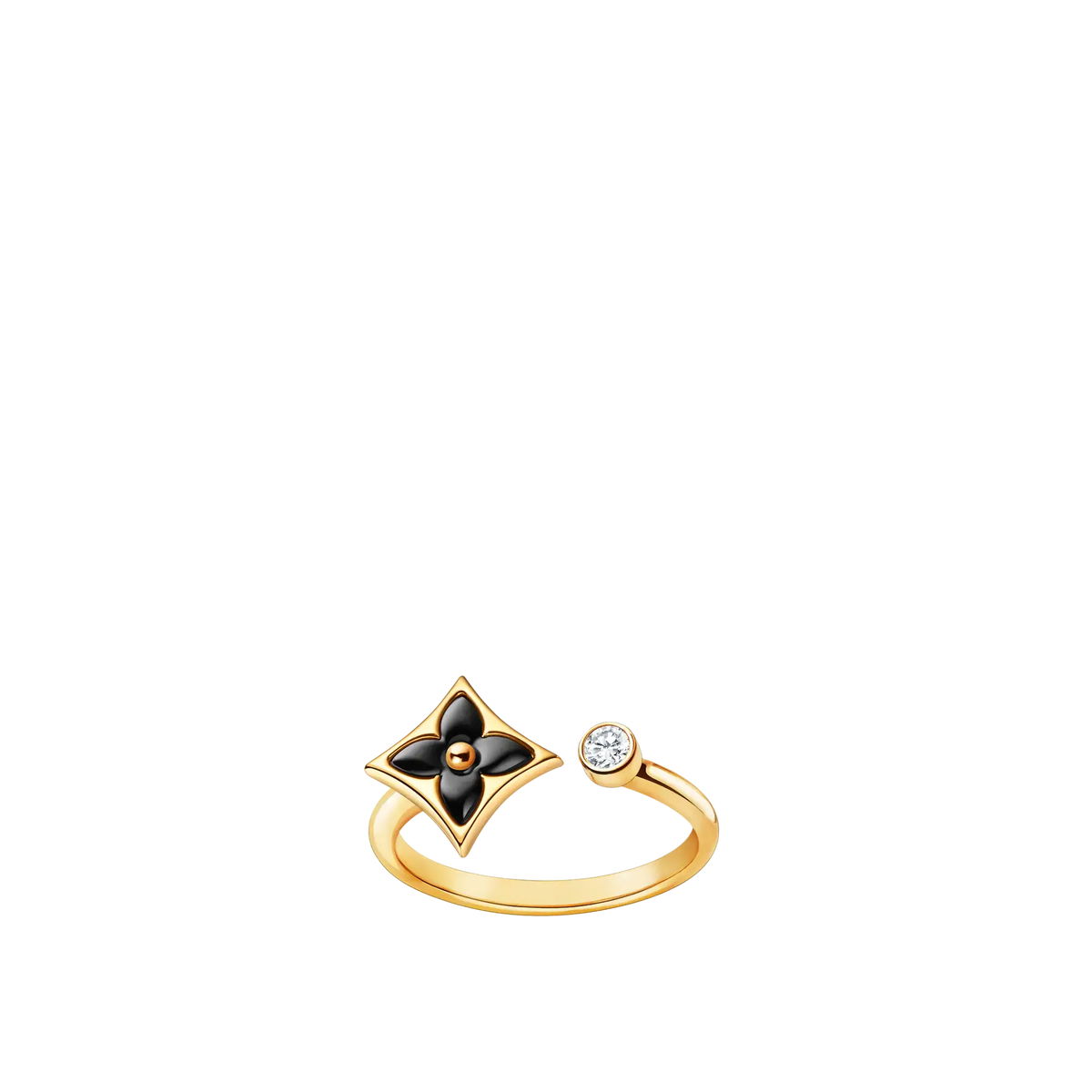 Yellow Gold Onyx Diamonds Ring Q862177
