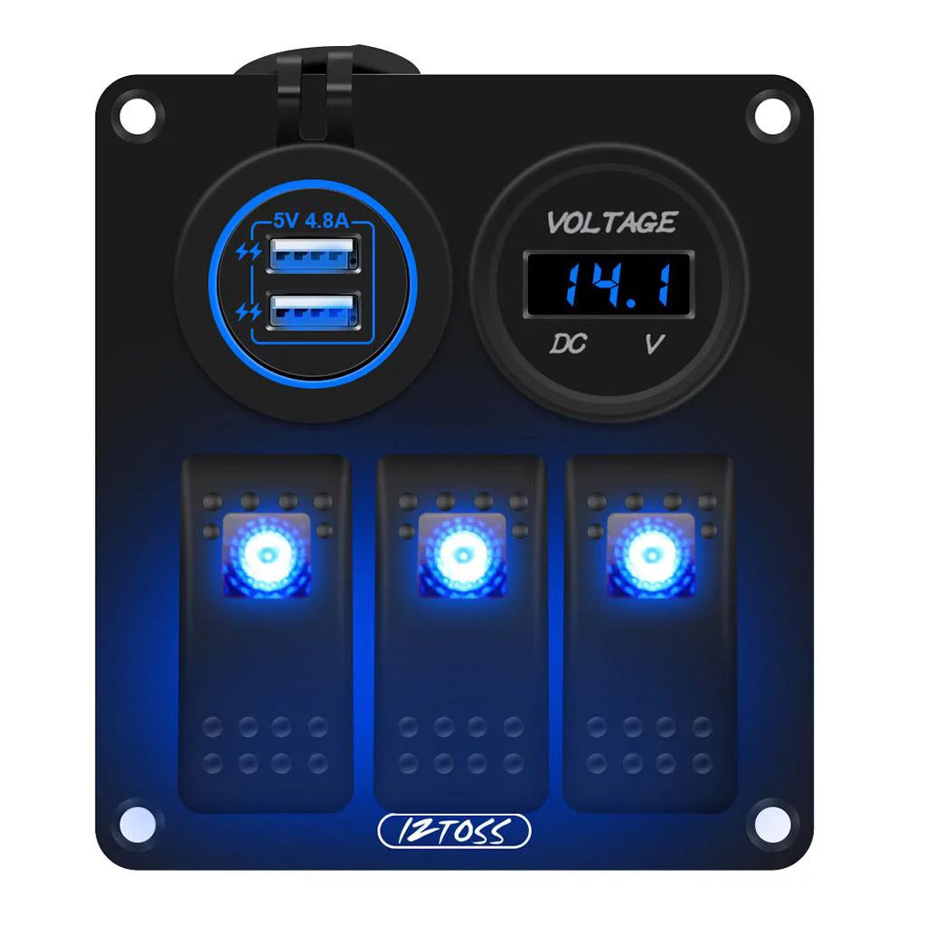 3 Gang Switch Panel with Digital Voltmeter X8871