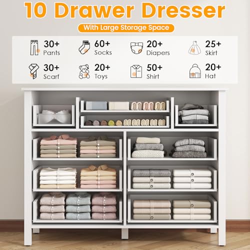 Black 10 Drawer Wood Dresser X43341