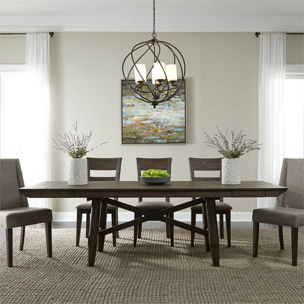 Chocolate Wood Trestle Table Top and Base X3154
