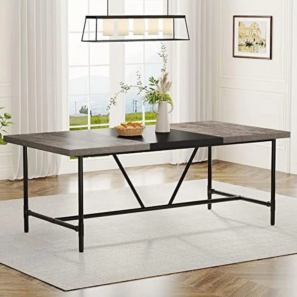 70.8 x 35.4 inch Large Dining Table with Tube Metal Frame U9755