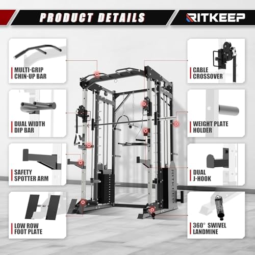 All-in-One Home Gym Equipment with 2200lb Load Capacity and 320lb Weight Stack A14715