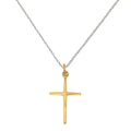 Sterling Silver and 24 Karat Gold-plated Cross Charm with 18-inch Cable Chain R755