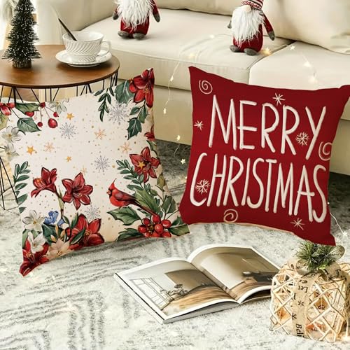 Red 20 x 20 Inch Throw Pillow Covers Set of 4 Z395