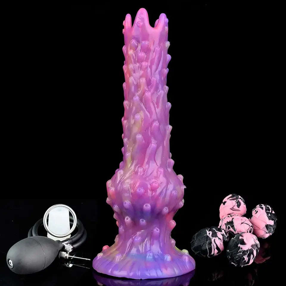 9 Inch Luminous Silicone Ovipositor Dildo with Insertable Eggs E6463