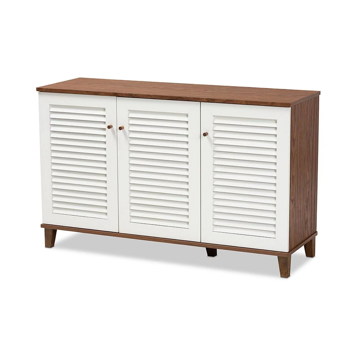 Walnut Finished 8-Shelf Wood Shoe Storage Cabinet Z990