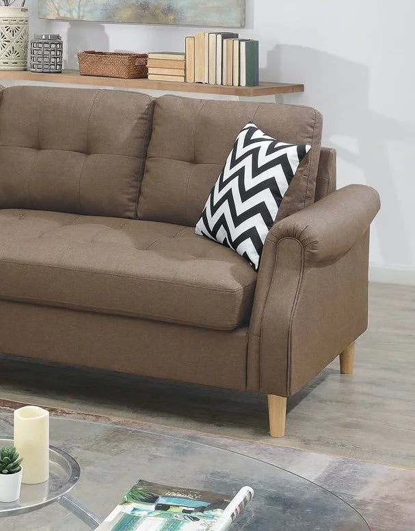Reversible Sectional Sofa Set Polyfiber Light Coffee Cushion G6077