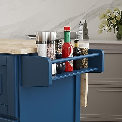 Off-White Mobile Kitchen Island Cart with Drop Leaf Breakfast Bar A722149
