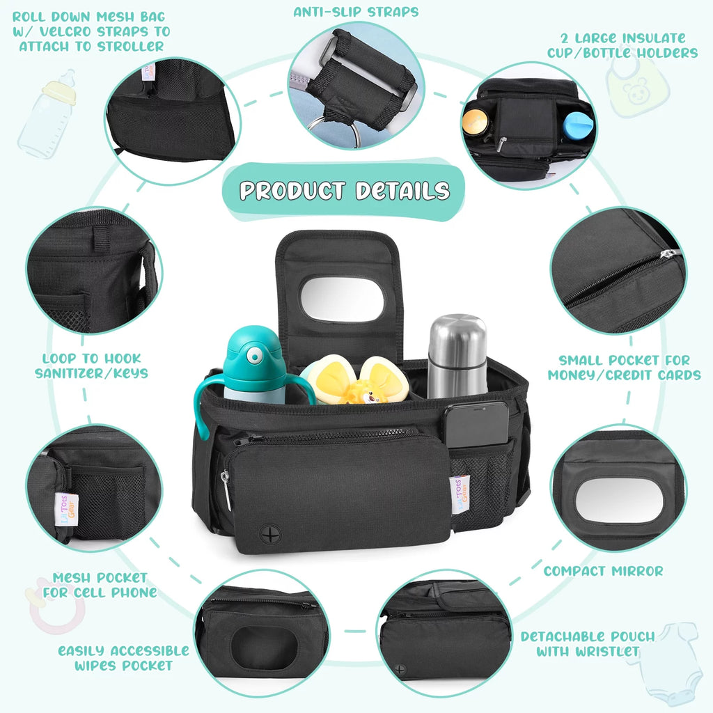 Universal Baby Organizer Insulated Cup Holder Stroller Caddy W576