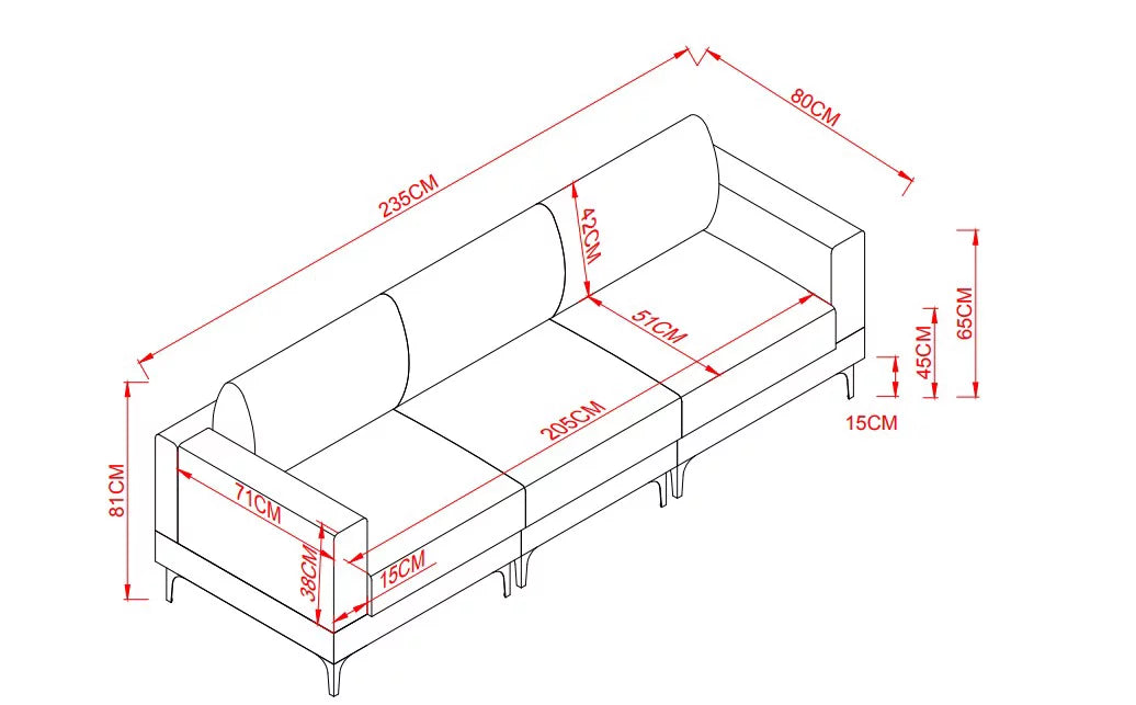Beige 3 Seater Fabric Sectional Sofa with Ottoman I786