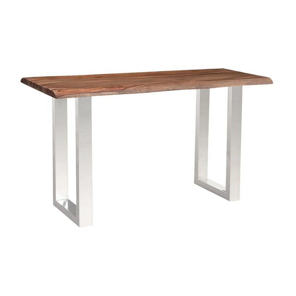 Wood Console Table with Brown Top Chrome Base E452797