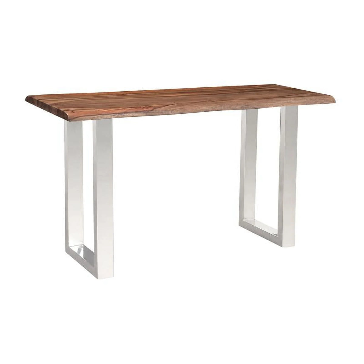 Wood Console Table with Brown Top Chrome Base E452797