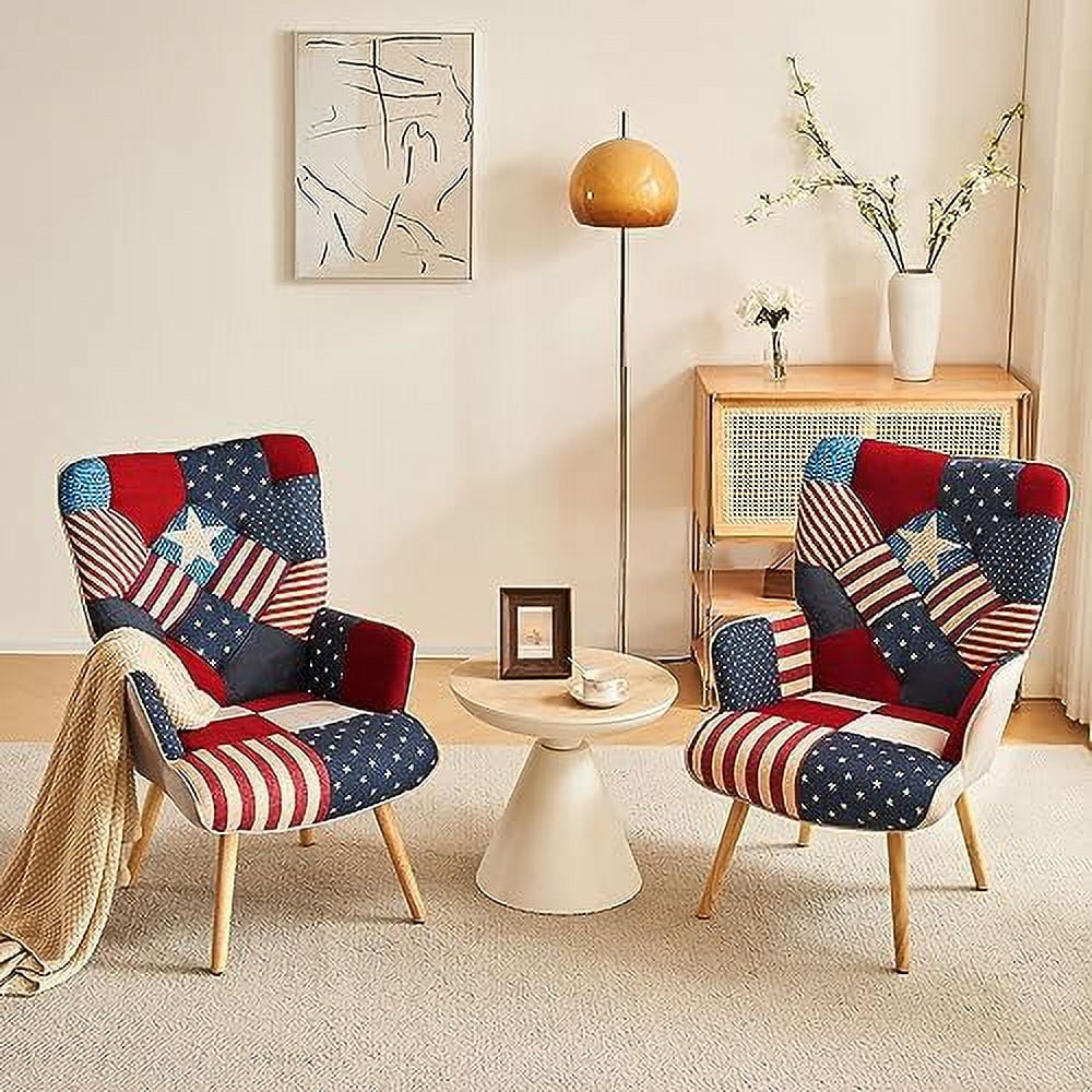 Accent Chair High Back Armchair Linen Fabric Solid Wood P8288