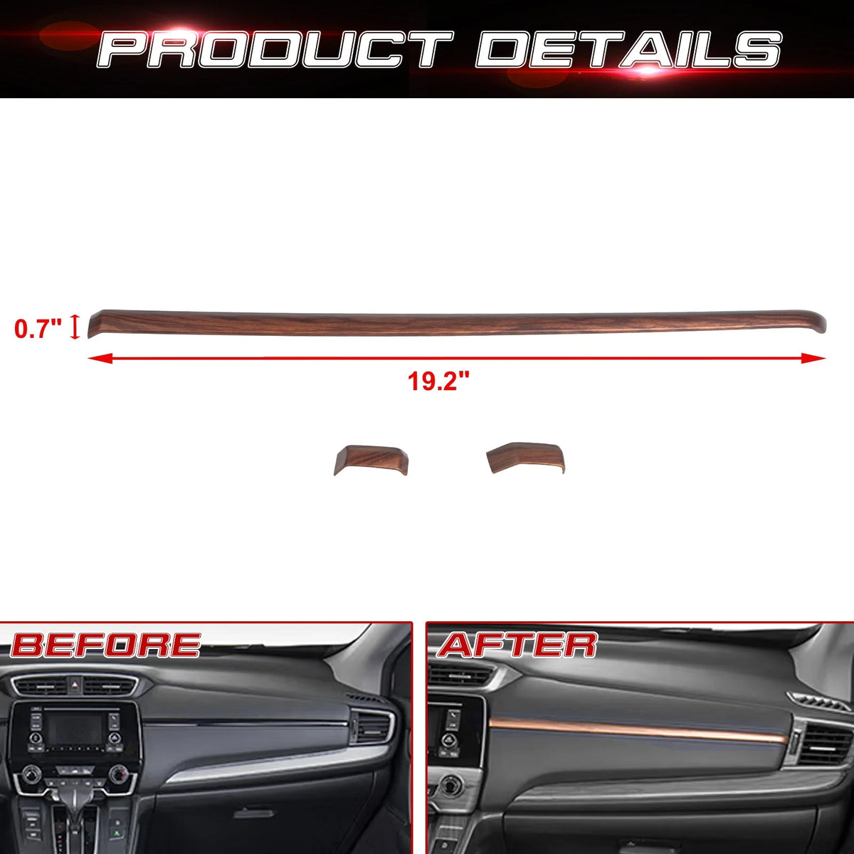 Interior Center Console Upper Stripe Panel Cover Trim Peach Wood Grain H80849