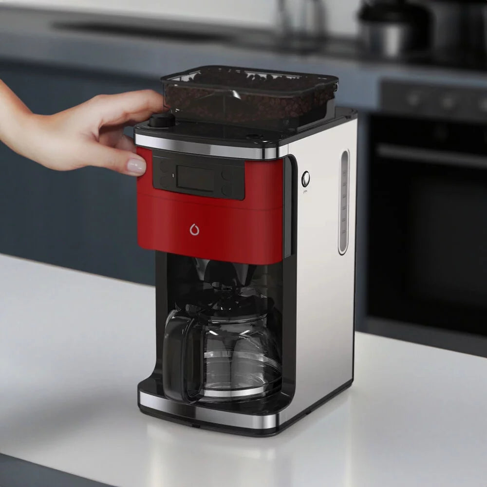 Red Coffee Maker with Built-in Grinder W10858
