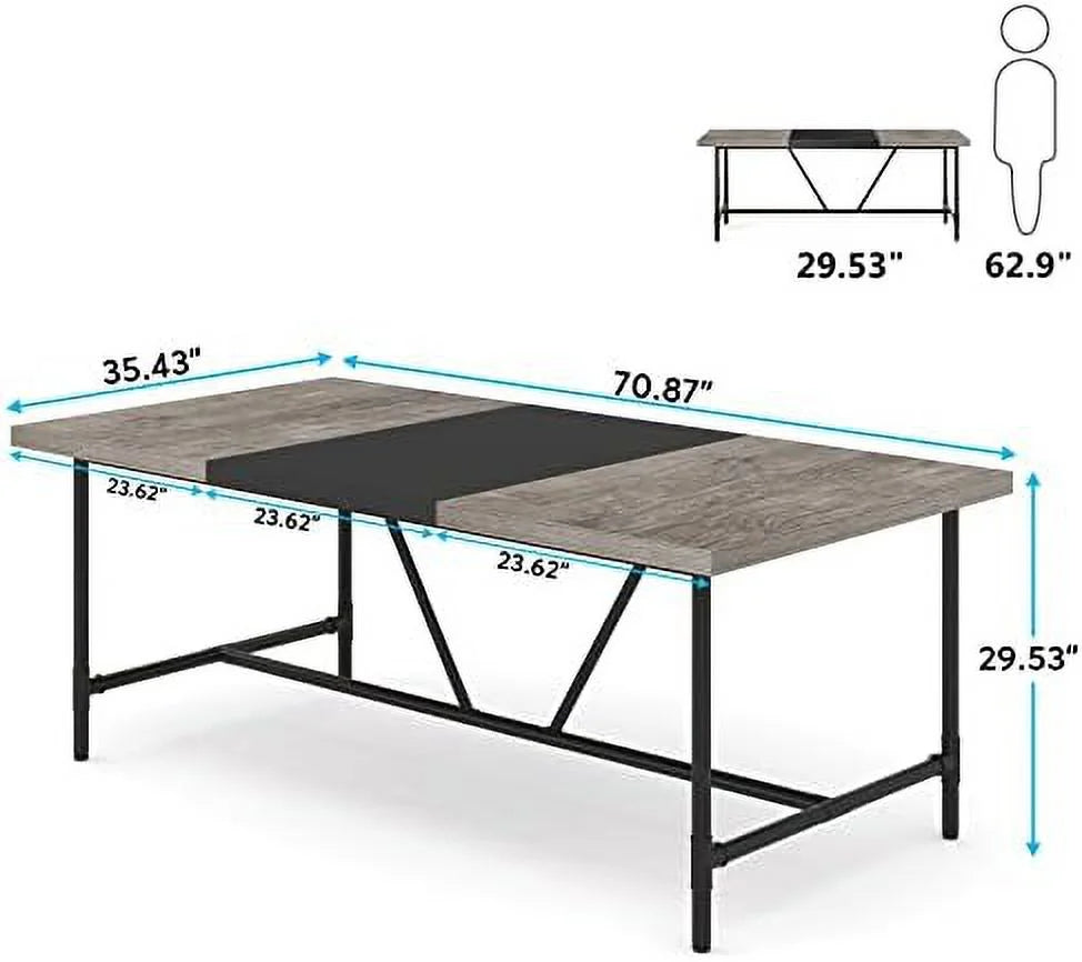 70.8 x 35.4 inch Large Dining Table with Tube Metal Frame U9755