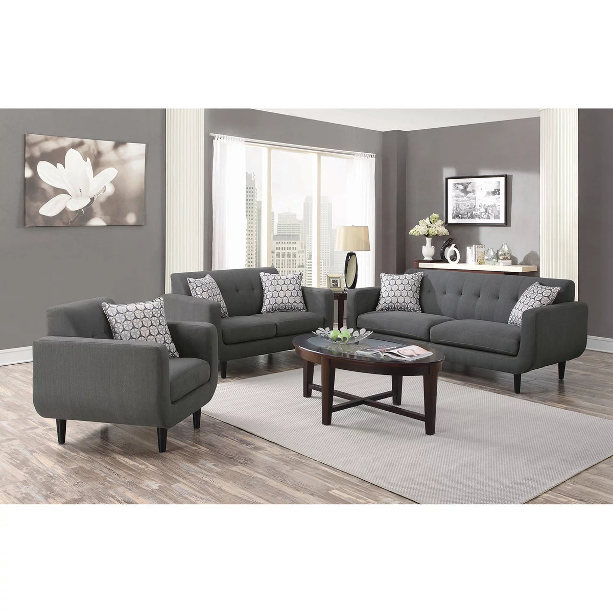 Grey Tufted Back Sofa A459418