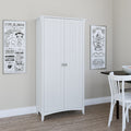 White Engineered Wood Kitchen Pantry Cabinet with Doors J19783