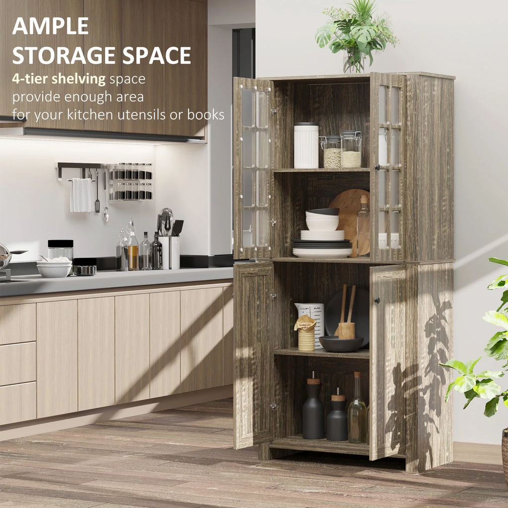 Kitchen Pantry Storage Cabinet with Glass Doors Z382350