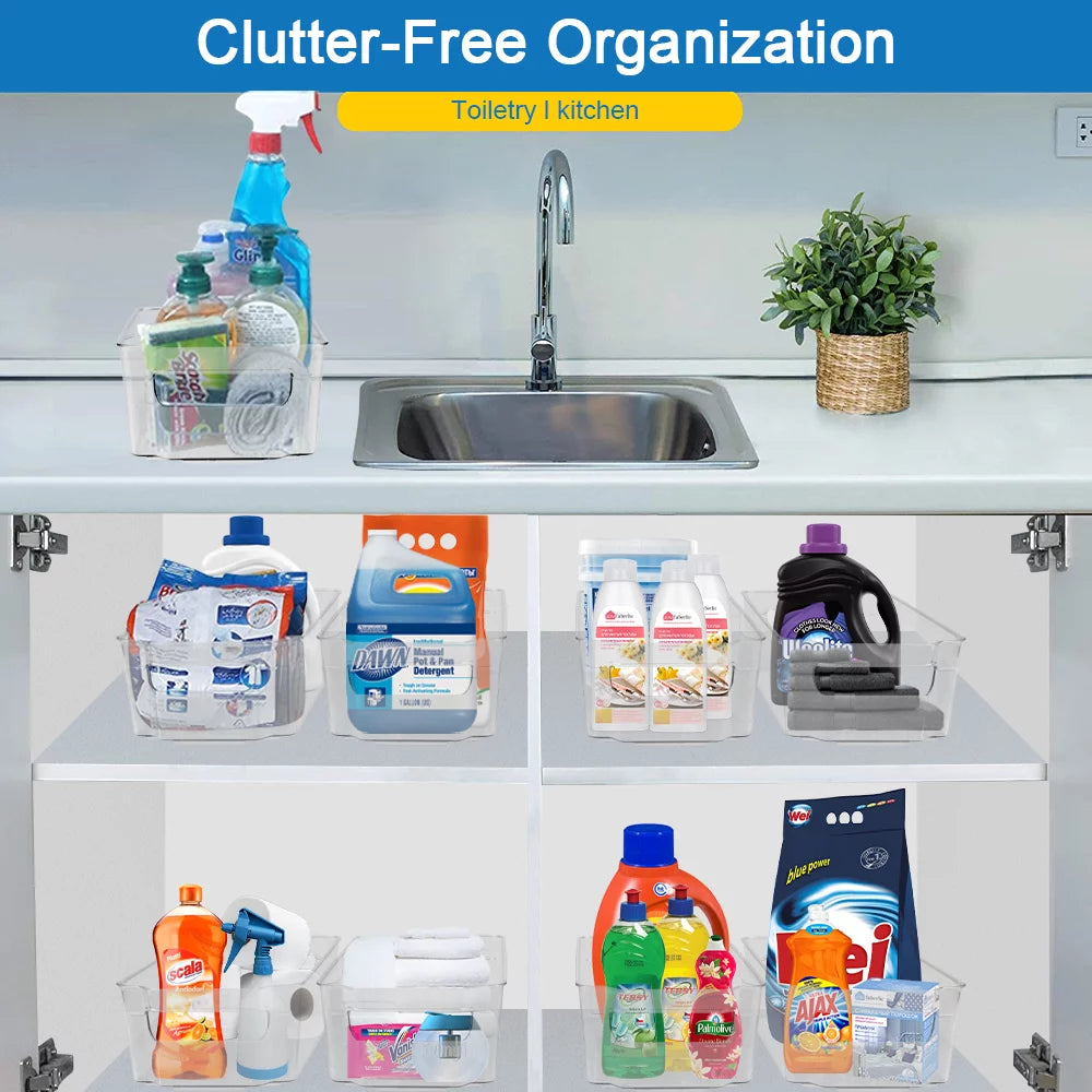 Clear Plastic 7-Piece Fridge Organizer Bins B266693
