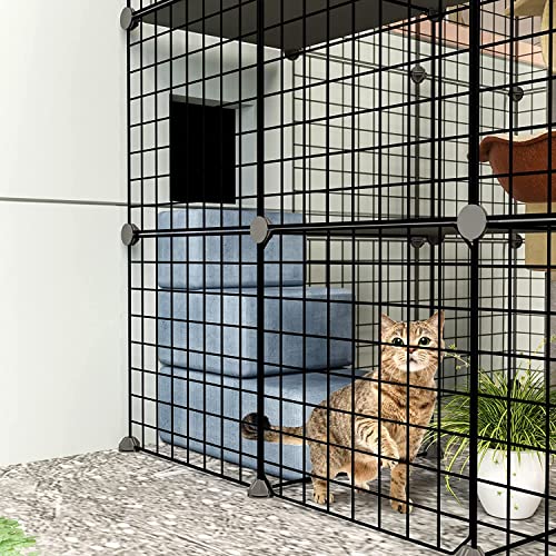 Outdoor Cat Cages Enclosure with Enter Door, 55.1Lx41.3Wx41.3H Cat House Playpen H209270