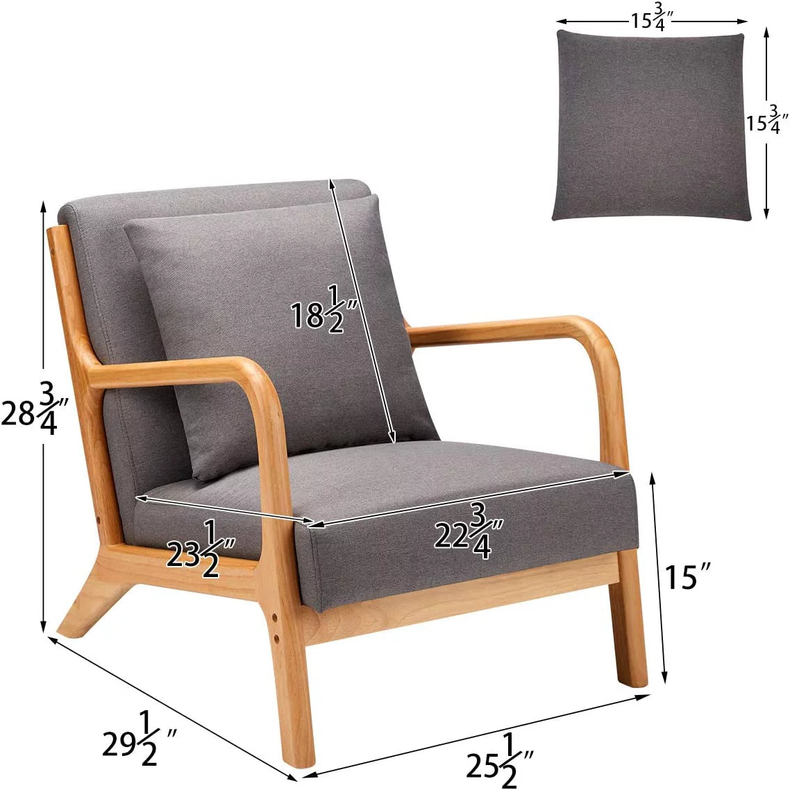 Gray Upholstered Accent Chair Set of 2 W2254