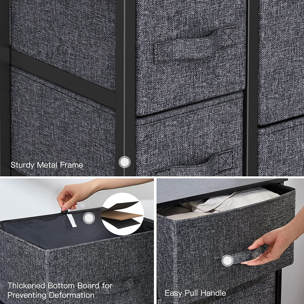 7 Drawer Fabric Storage Tower with Steel Frame L8941