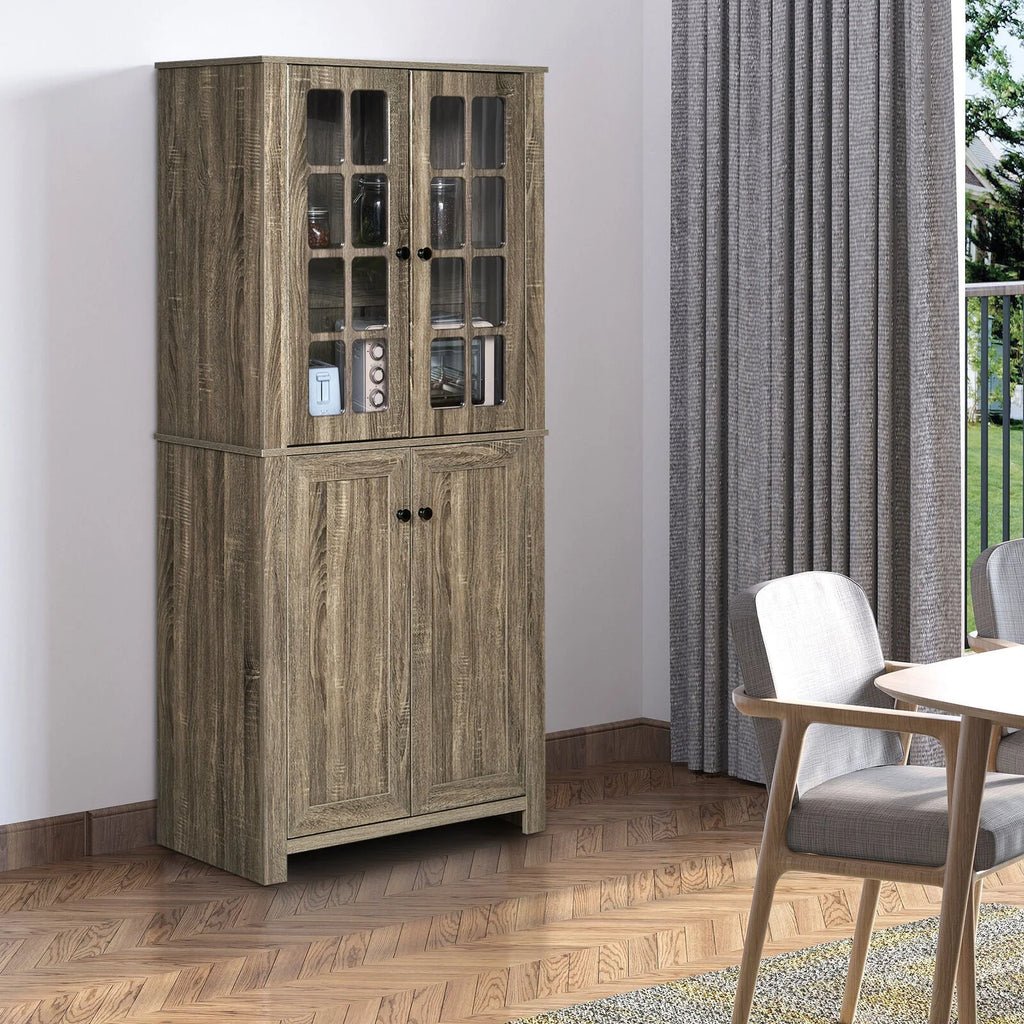 Kitchen Pantry Storage Cabinet with Glass Doors Z382350