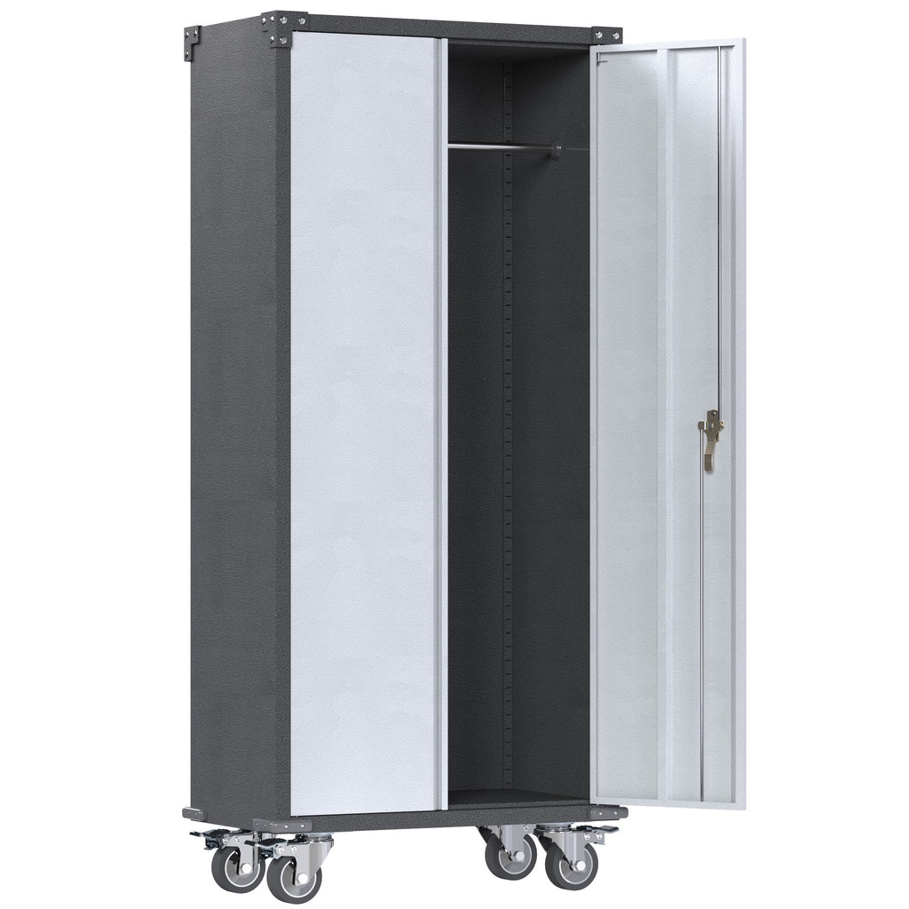 Metal Rolling Storage Cabinet with Hanging Rod S223