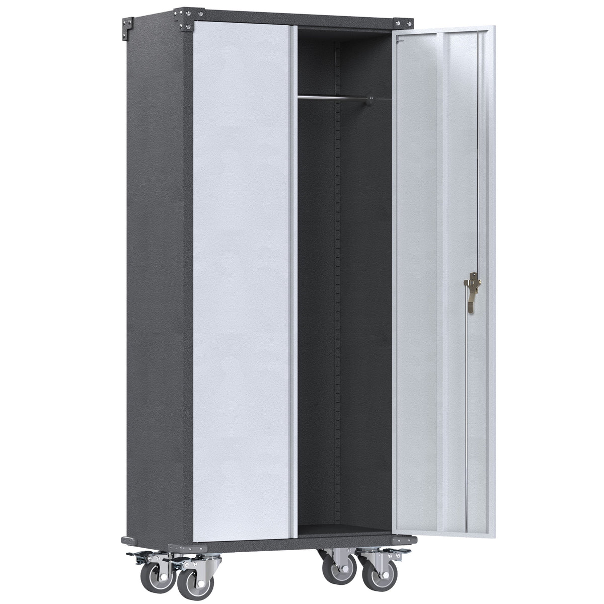 Metal Rolling Storage Cabinet with Hanging Rod S223