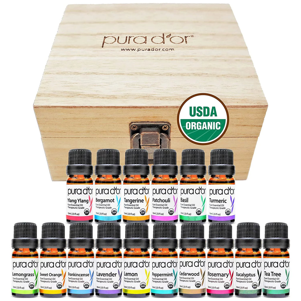 Essential Oil Wood Box Gift Set 10mL x16 X1763