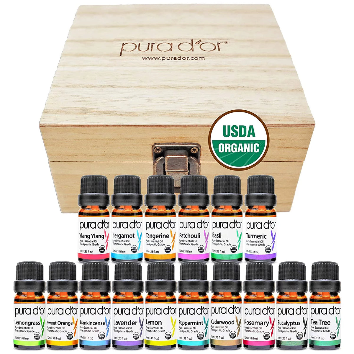 Essential Oil Wood Box Gift Set 10mL x16 X1763